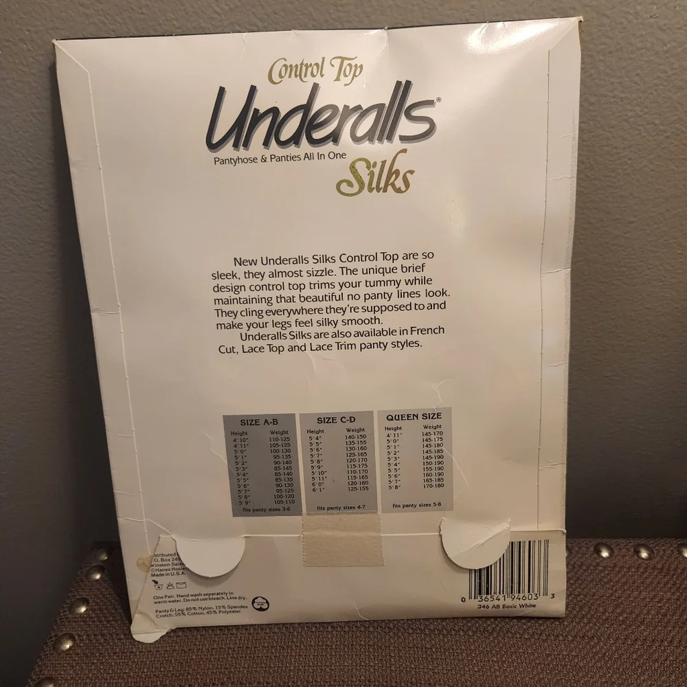 Underalls Silks Pantyhose And Panties In One Basic White Size AB Vintage NEW
